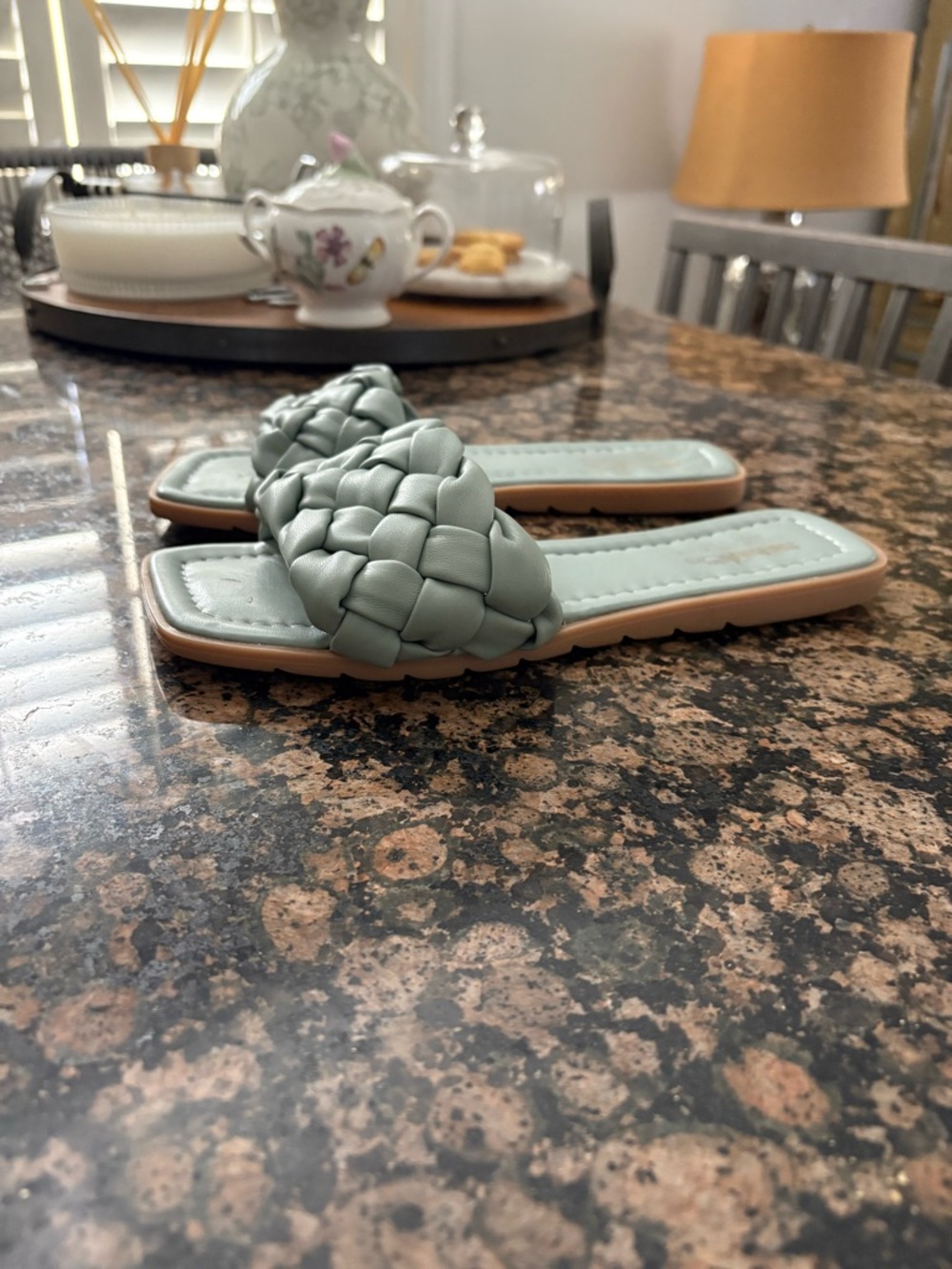 Coach Braided Slide Sandals in Sage Green